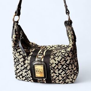 Y2K Brown Monogram Shoulder Bag by Tommy Hilfiger!